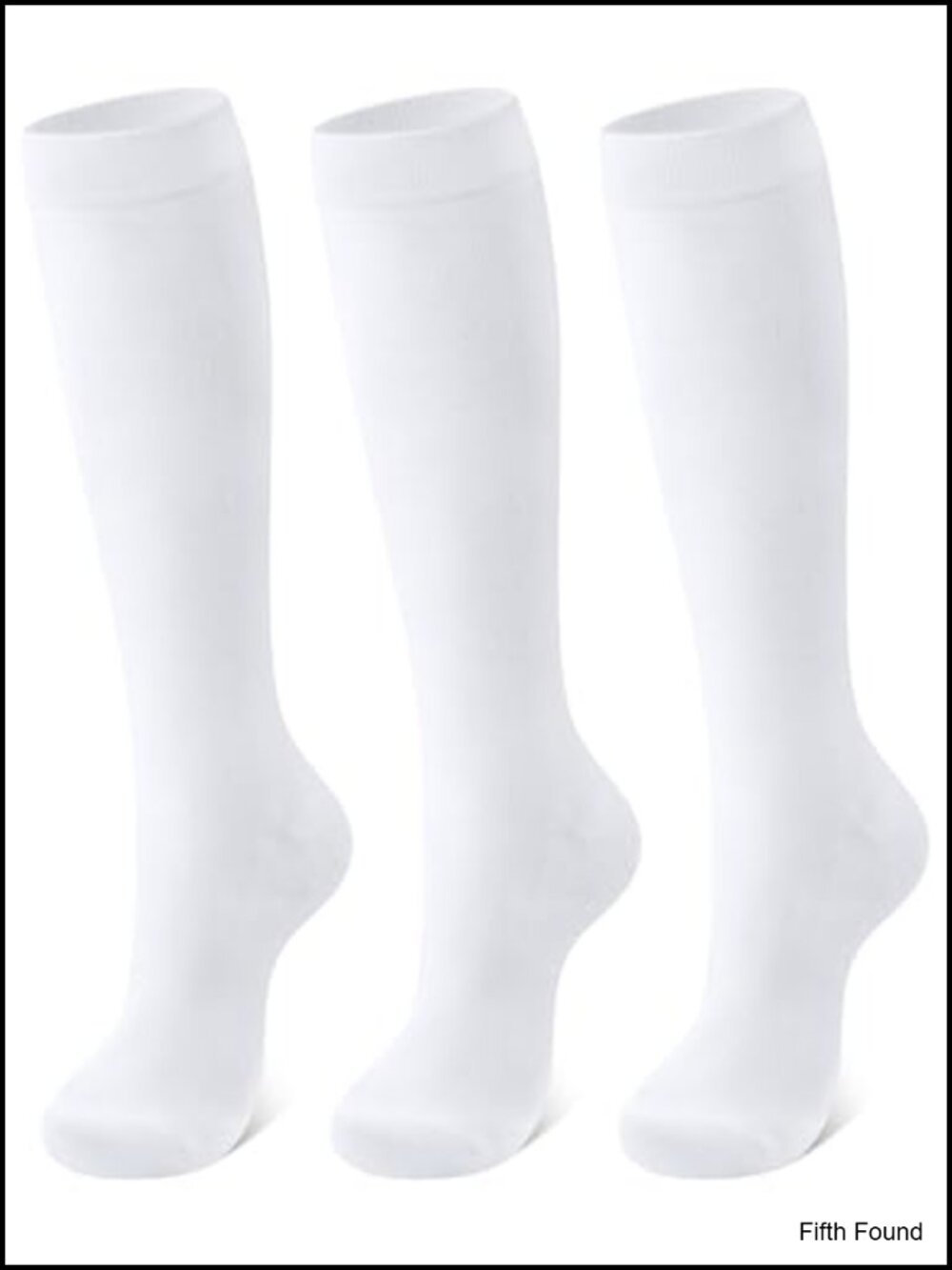 Combed Cotton Knee High Socks 3 Pairs Calf Socks